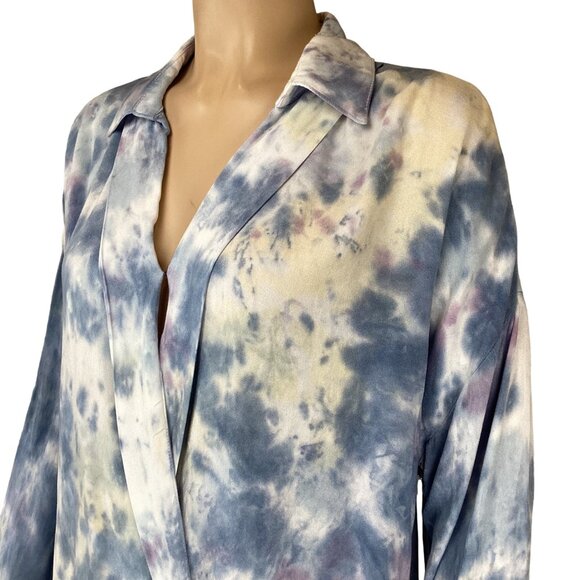 Young Fabulous & Broke Tie-Dye Wrap Top Small NWT Womens Blue & Purple Blouse - Picture 6 of 8